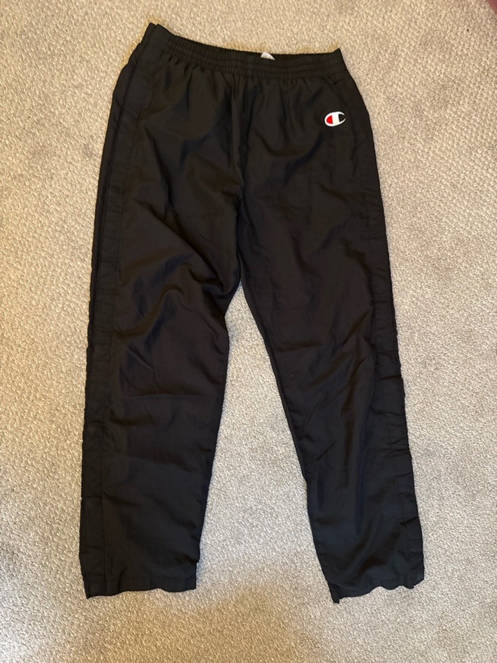 Champion Black Track Pants with Small Logo Tear aways